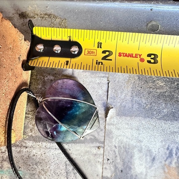 RAINBOW Fluorite Heart Pendant Necklace Tanzanite Gemstone 5518 G - Picture 11 of 15